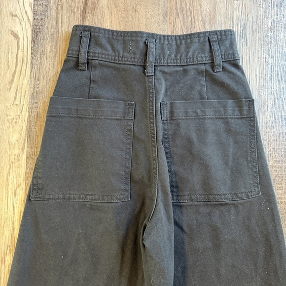 Zara The Marine Straight Jeans Womens 0 Black High Rise Wide Leg Raw Hem Denim - Picture 4 of 8